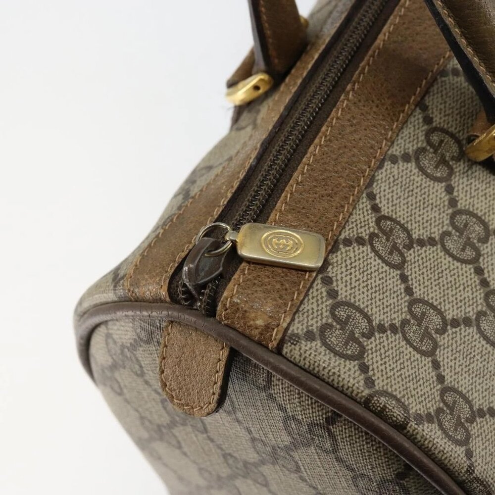 GUCCI GG Supreme Web Sherry Line Boston Bag PVC Beige Gold 40 02 007 Auth 144173 - Picture 9 of 16